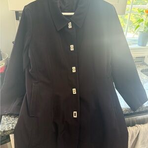 Rains Dark Trench Coat with Light Buttons